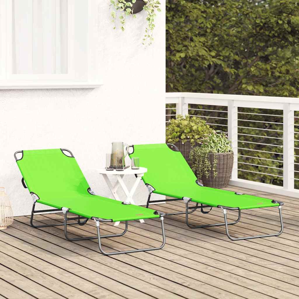 Folding Sun Lounger Folding 2 pcs Green 56 x 189 x 87cm Fabric